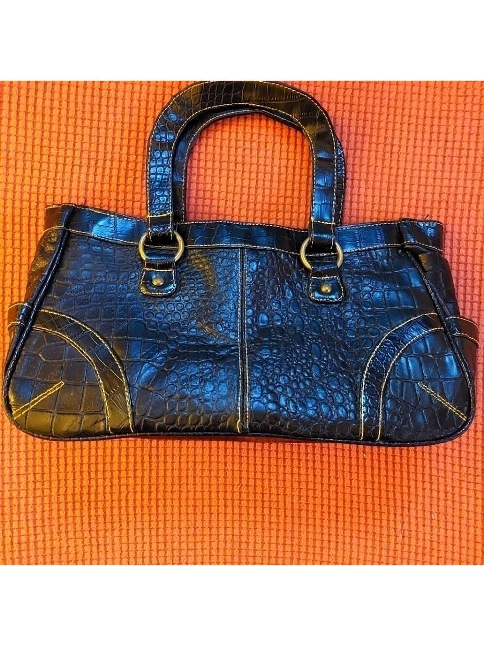 Vintage* Medium Black Leather Pebble Handbag/Purse